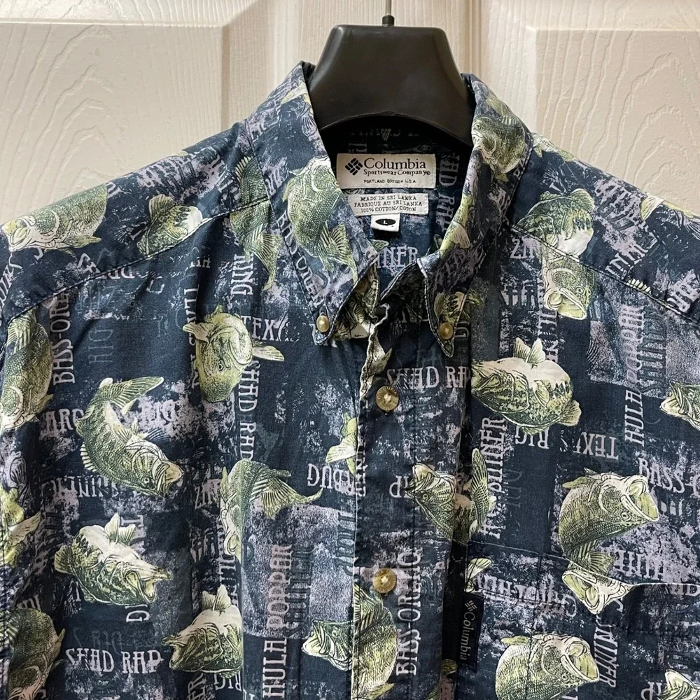 Vintage Columbia Sportswear Shirt Medium Men Button Up Floral All Over Print #74